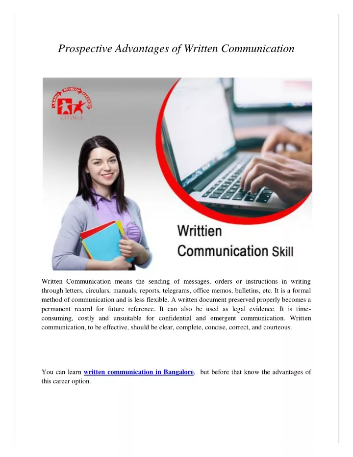 prospective advantages of written communication