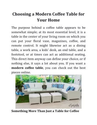 choosing a modern coffee table for your home