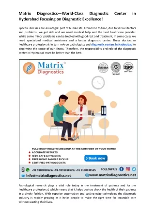 matrix hyderabad focusing on diagnostic excellence
