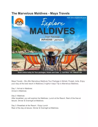 The Marvelous Maldives - Maya Travels