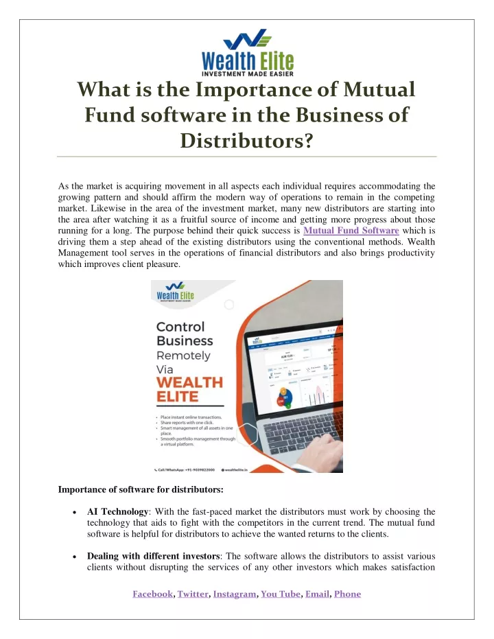 what is the importance of mutual fund software