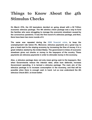things to know about the 4th stimulus checks