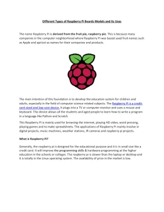 different types of raspberry pi boards models