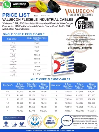 Valuecon best quality PVC Insulated Copper Conductor Flexible Wire Price List -