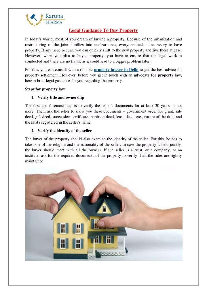 legal guidance to buy property