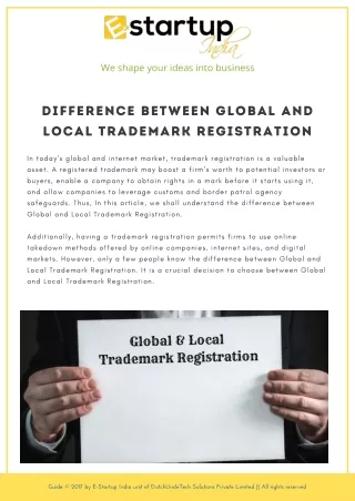 Difference between Global and Local Trademark Registration.