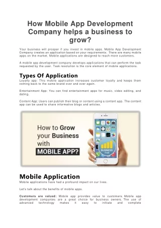 how mobile app development company helps
