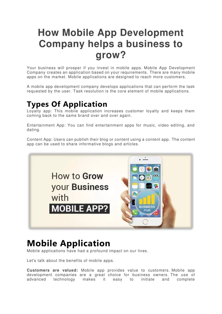 how mobile app development company helps