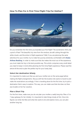 how to plan for a first time flight trip
