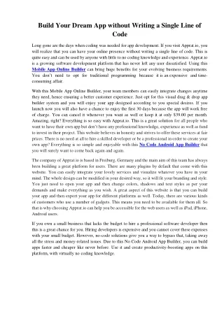 Build Your Dream App without Writing a Single Line of Code