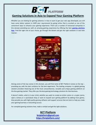 gaming solutions in asia to expand your gaming