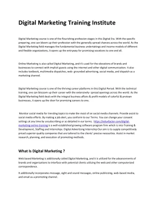 Digital Marketing Training Institute
