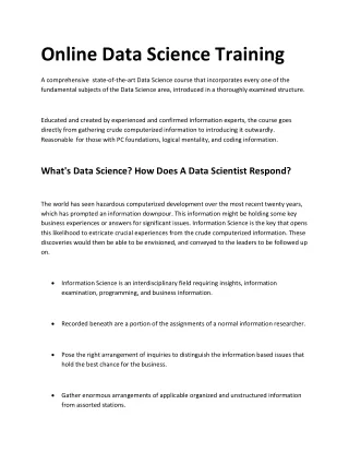 Data Science Onine Training