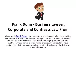 Frank Dunn - Business Lawyer, Corporate and Contracts Law From