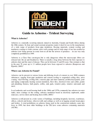 Guide to Asbestos - Trident Surveying