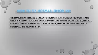 how to fix hotmail error 550