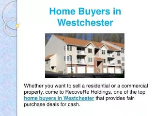 Home Buyers in Westchester