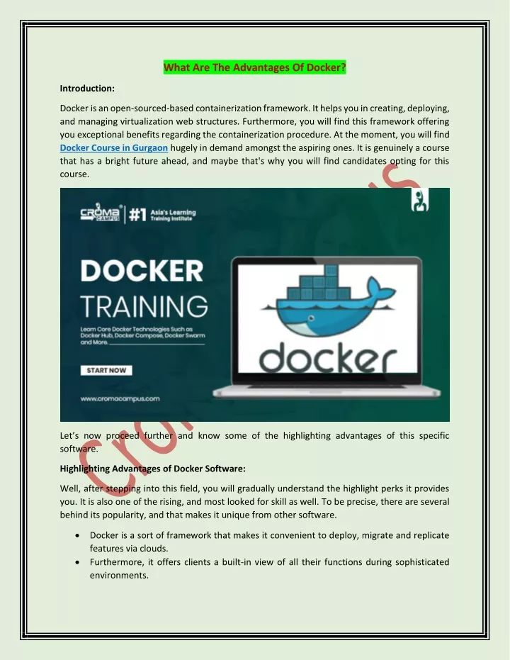 what are the advantages of docker