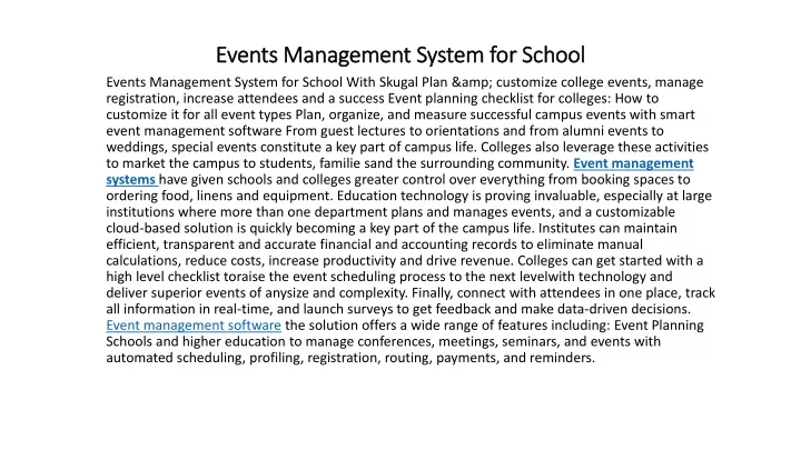 events management system for school