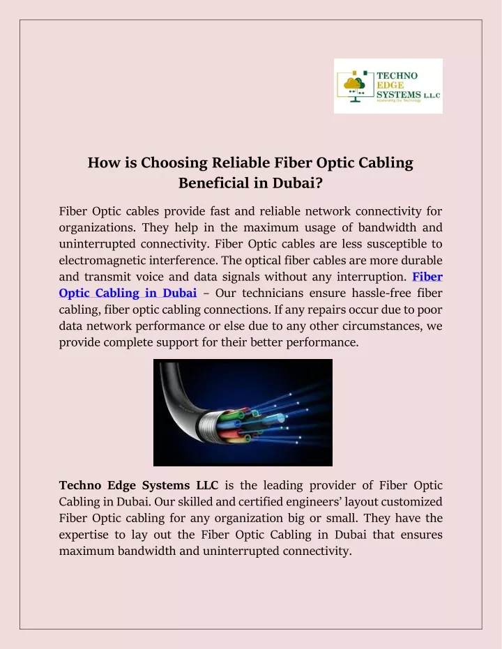 how is choosing reliable fiber optic cabling