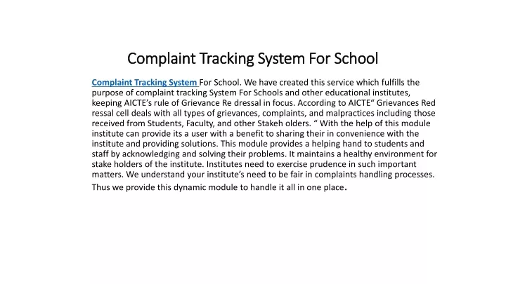 complaint tracking system for school