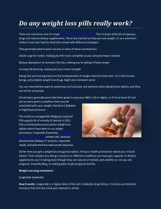 do any weight loss pills really work