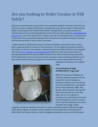 are you looking to order cocaine in usa safely