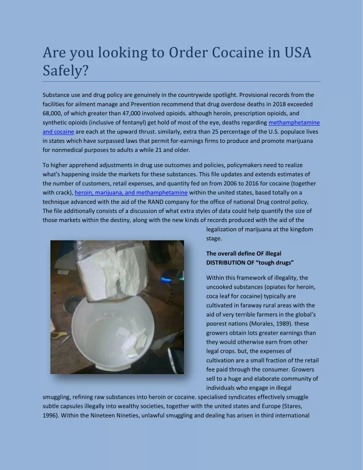 are you looking to order cocaine in usa safely