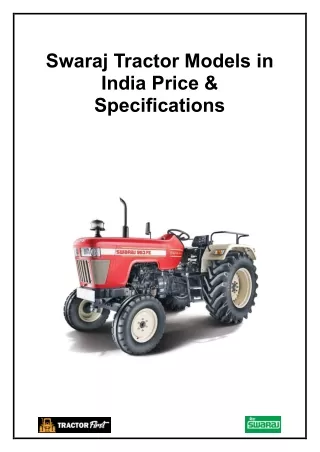 Swaraj Tractor Models in India - Price & Specifications