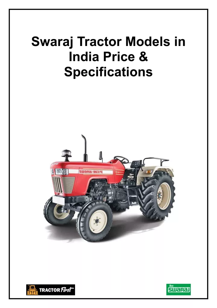 swaraj tractor models in india price