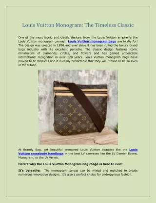 Louis Vuitton Monogram: The Timeless Classic