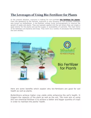 Bio Fertilizer Products