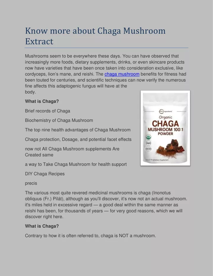 know more about chaga mushroom extract
