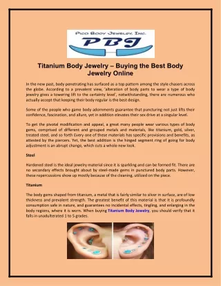 Titanium Body Jewelry – Buying the Best Body Jewelry Online