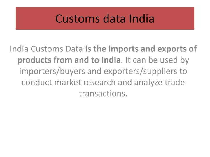 customs data india