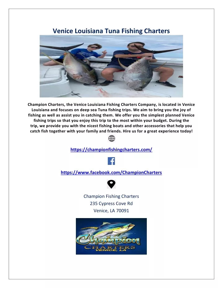 venice louisiana tuna fishing charters