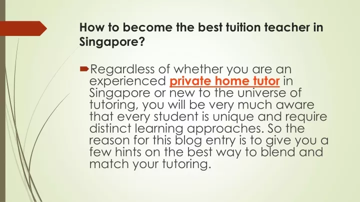 how to become the best tuition teacher in singapore
