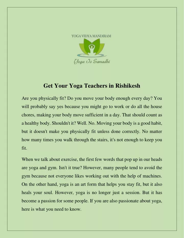 get your yoga teachers in rishikesh