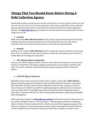 Things That You Should Know Before Hiring A Debt Collection Agency