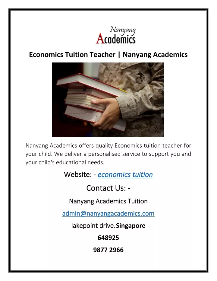 economics tuition teacher nanyang academics