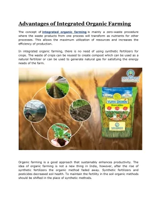Advantages of Integrated Organic Farming