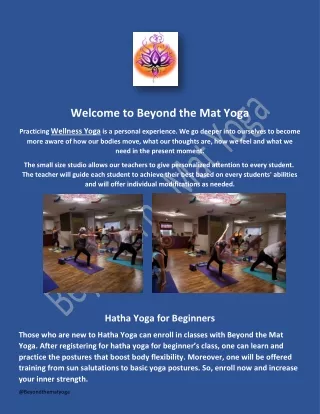 Beyond the Mat Yoga- Wellness Yoga for you Contact-us now