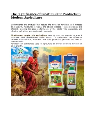 The Significance of Biostimulant Products in Modern Agriculture