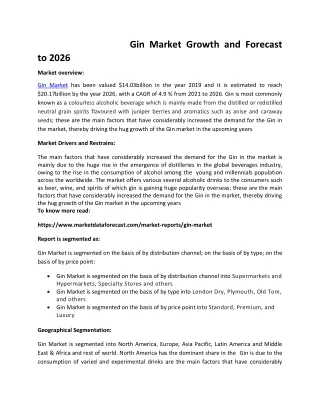 gin market growth and forecast to 2026
