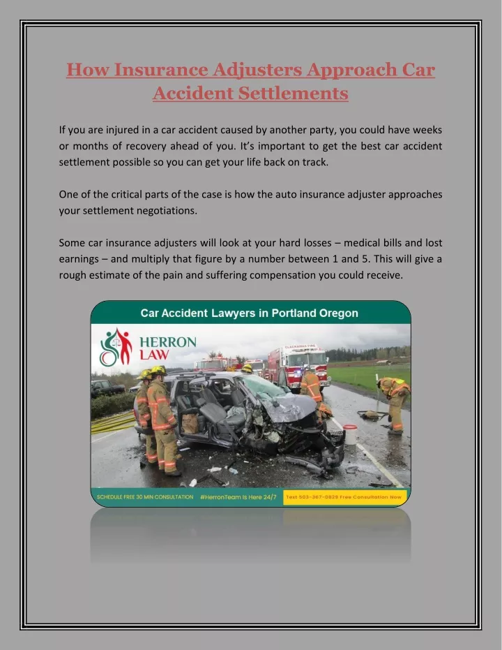 how insurance adjusters approach car accident