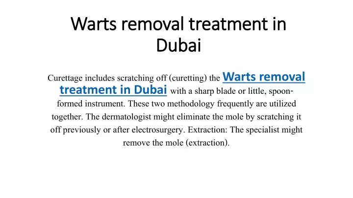 warts removal treatment in dubai