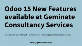 Odoo 15 New Features available at Geminate Consultancy Services