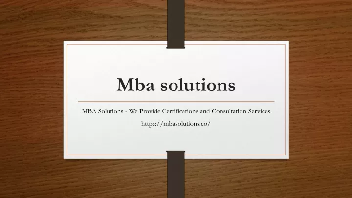 mba solutions