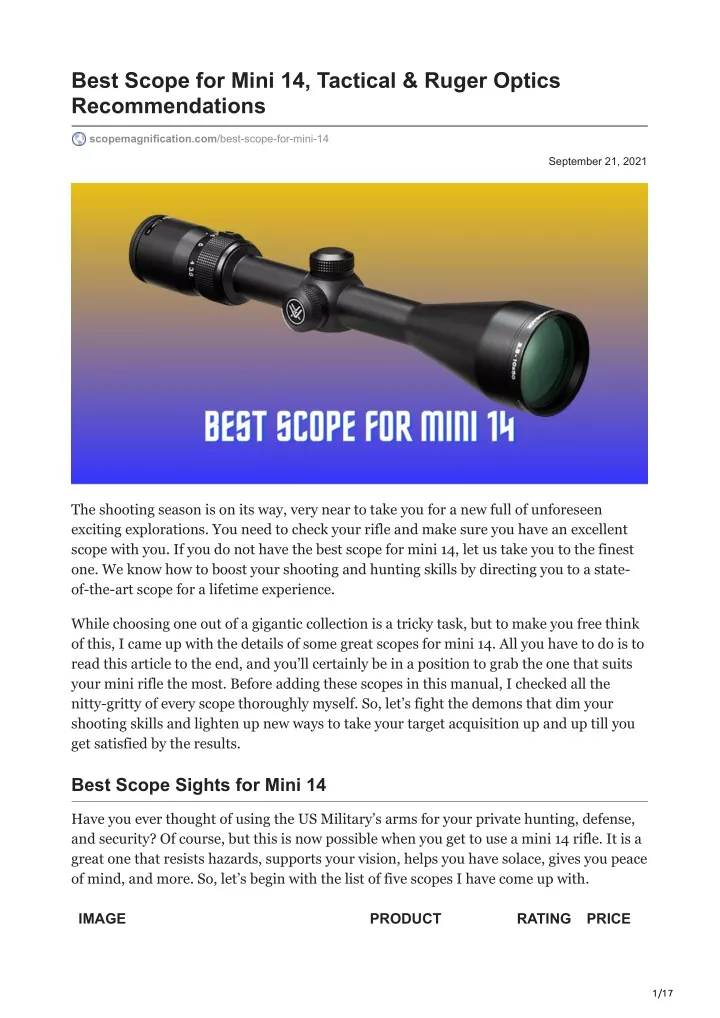 best scope for mini 14 tactical ruger optics