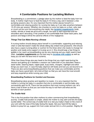 4 comfortable positions for lactating mothers
